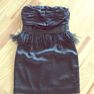 Black satin cocktail dress